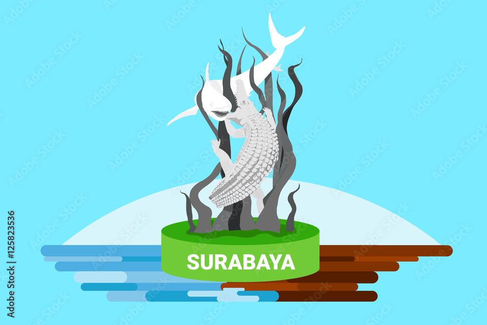 The Tugu Surabaya iconic monument statue in Surabaya Indonesia Stock