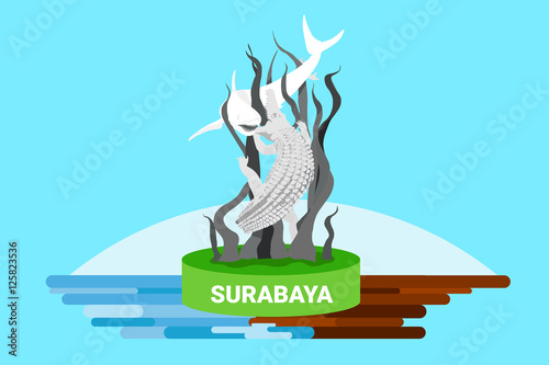 The Tugu Surabaya iconic monument statue in Surabaya Indonesia photo