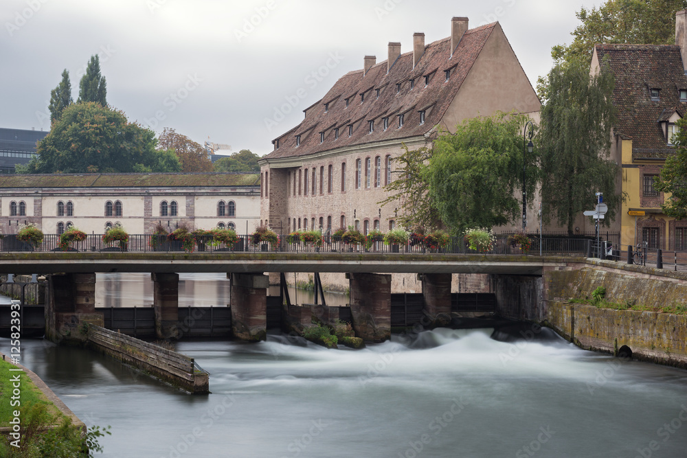 Locks on the Canal des Faux Remparts in the centre of Strasbourg