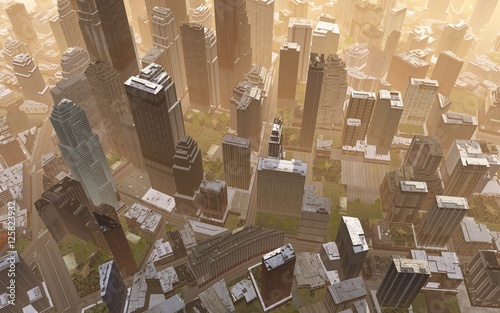 Photography aerial view of the city, a city with a bird's-eye view.