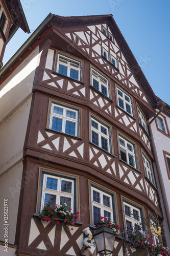 Typical half timbered facade of houses along the Romatic Road