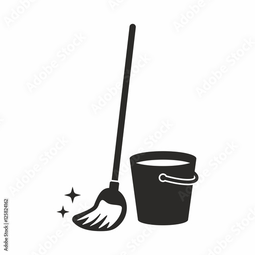 Cleaning, mop icon