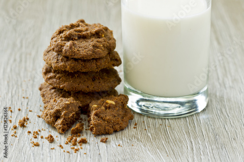 Stack of fresh cookies and a glass of milk