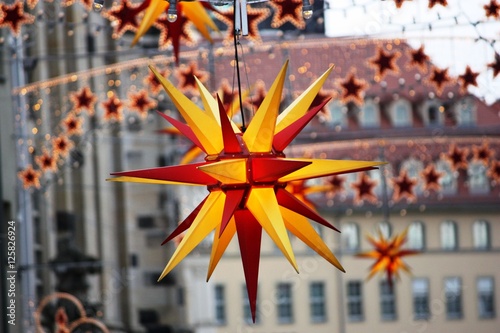 Red yellow Herrnhuter stars for Christmas, Germany