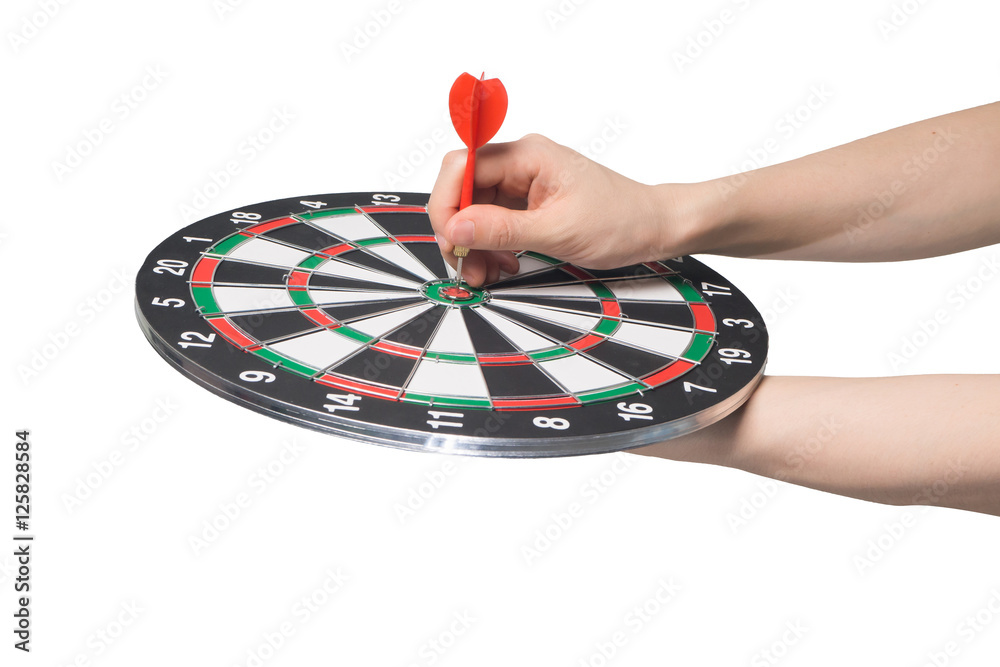 human hand hold black and white target dart board with pointing Stock Photo  | Adobe Stock