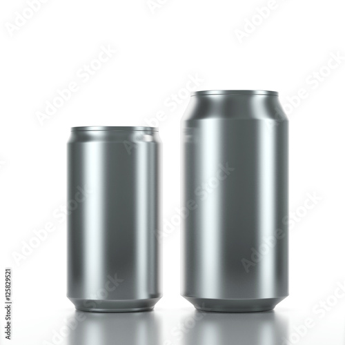 Two Aluminum Cans Mockup for beverage or beer. Two different sizes big and small, 3d rendering