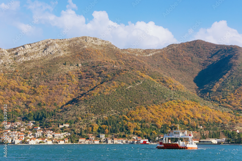 Ferry runs across the narrowest part of the Bay of Kotor, the Verige Strait. Montenegro