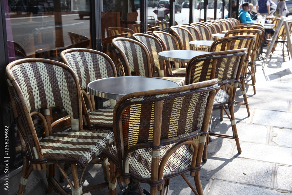 classic empty street cafe in Paris