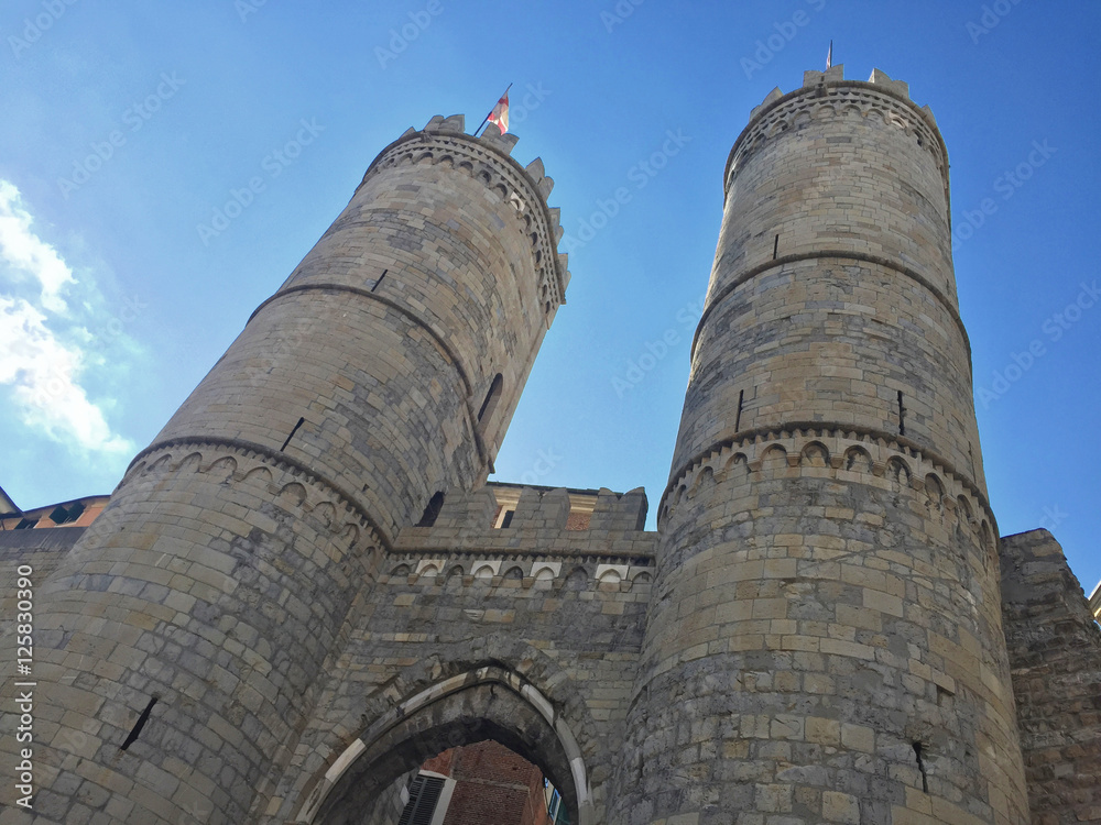 English castle entrance with two towers Stock Photo | Adobe Stock