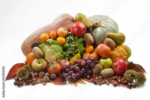 heap of fruits and vegetables, autumn and winter