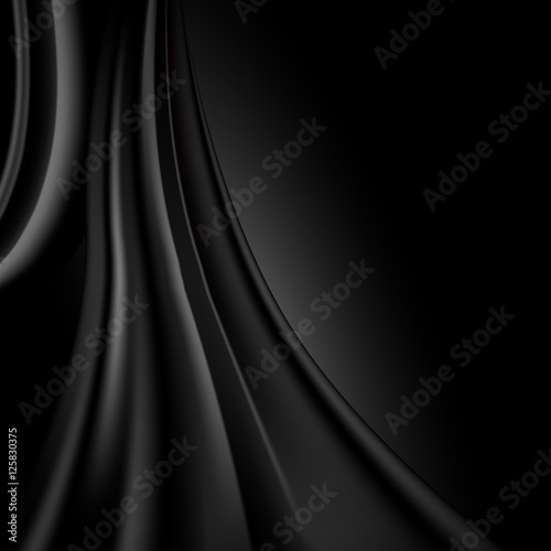 Black silk fabric. Vector illustration with black satin or silk fabric. Vector silk texture