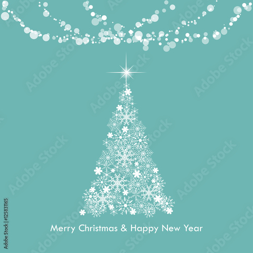 Two color Christmas greeting light tree for card background.