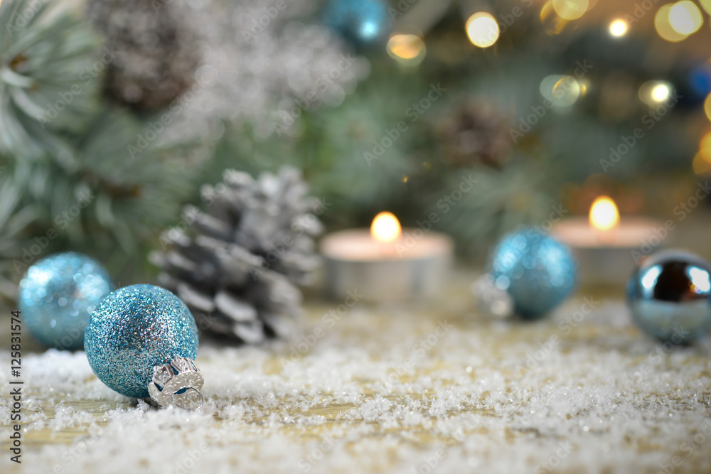 Eisblaue Weihnachtskugeln Weihnachtsgrüße StockFoto Adobe Stock