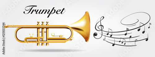 Trumpet and music notes