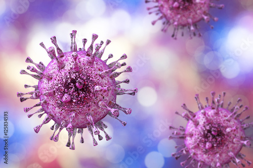 Cytomegalovirus CMV, a DNA virus from Herpesviridae family. 3D illustration. CMV mostly causes diseases in newborns and immunocompromised patients photo