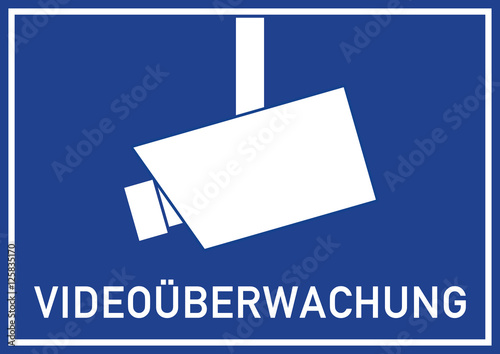 vss17 VideoSurveillanceSign vss - ks141 Kombi-Schild - Hinweis Zeichen Piktogramm - Videoüberwachung - DIN A1 A2 A3 A4 Poster XXL - blau g4745
