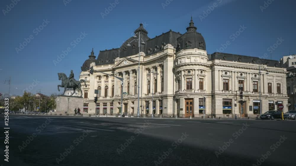 Romania Bucharest traffic at square time lapse Romania Bucharest traffic at square time lapse