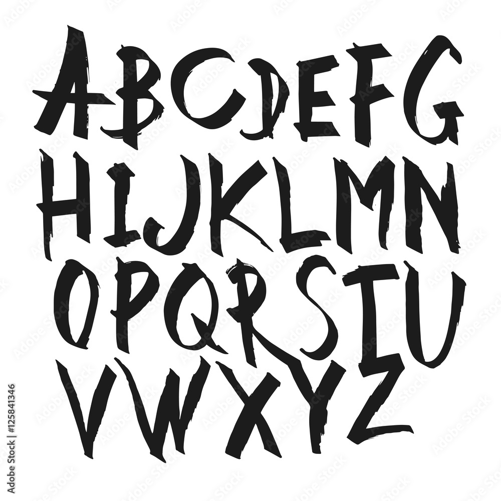Hand Drawn Calligraphy Alphabet. Uppercase letters. Vector alpha Hand Drawn Calligraphy Alphabet. Uppercase letters. Vector alpha
