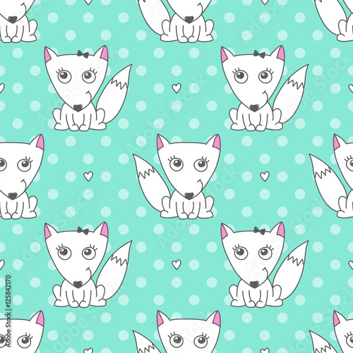 vector seamless pattern of foxes, texture for baby products or souvenirs