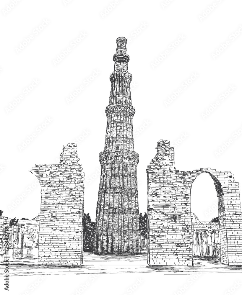 I sketched the iconic Qutub minar today :) OC, alcohol ink on paper. :  r/delhi-saigonsouth.com.vn