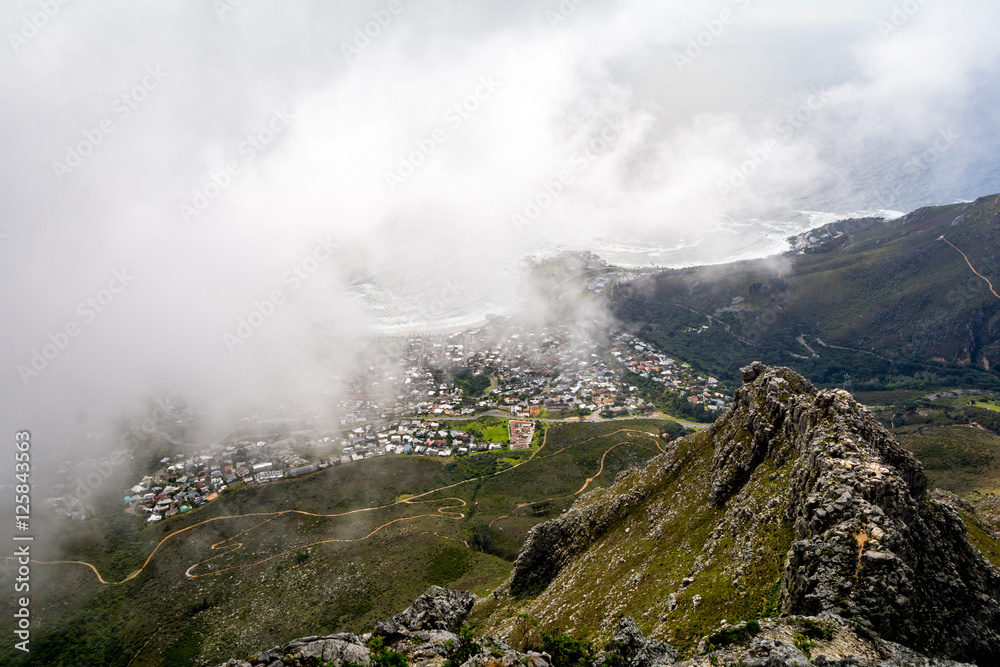 View of top of Table Mountain ins Cape Town, South Africa
