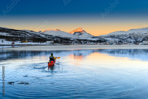 Canoe, sunrise. Tromso