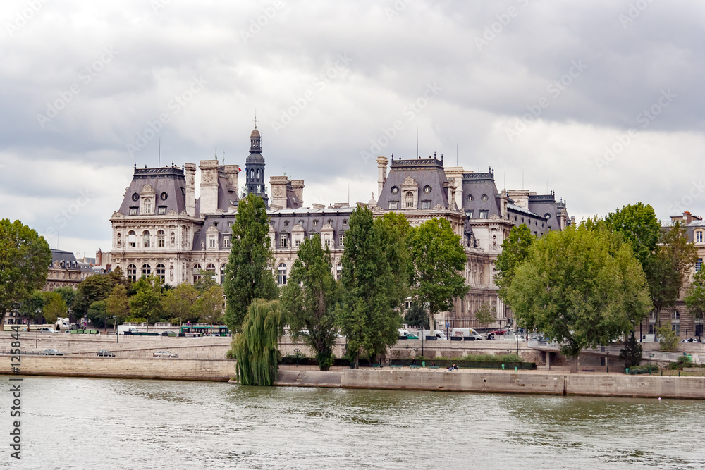 Typical house in Paris next  the Seine river. Paris, France