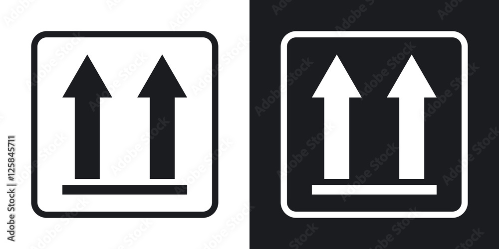 This side up packaging symbol. Two-tone version on black and white background