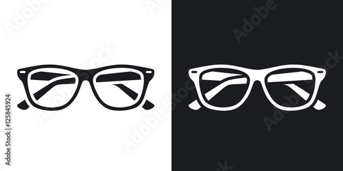 Two-tone version of Glasses simple icon on black and white background