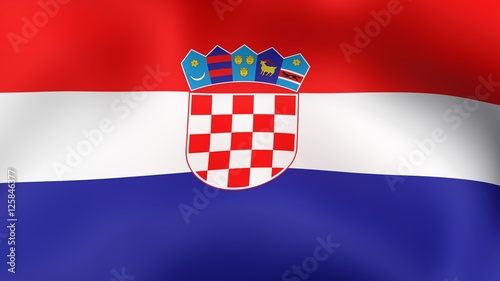 Flag Croatia, fluttering in the wind. 3D rendering.