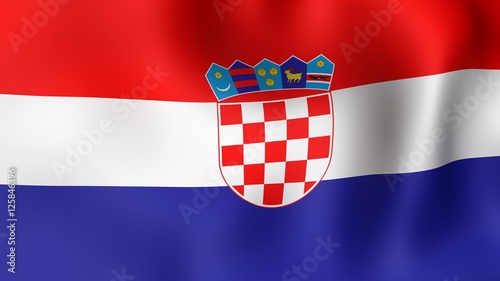 Flag Croatia, fluttering in the wind. 3D rendering.