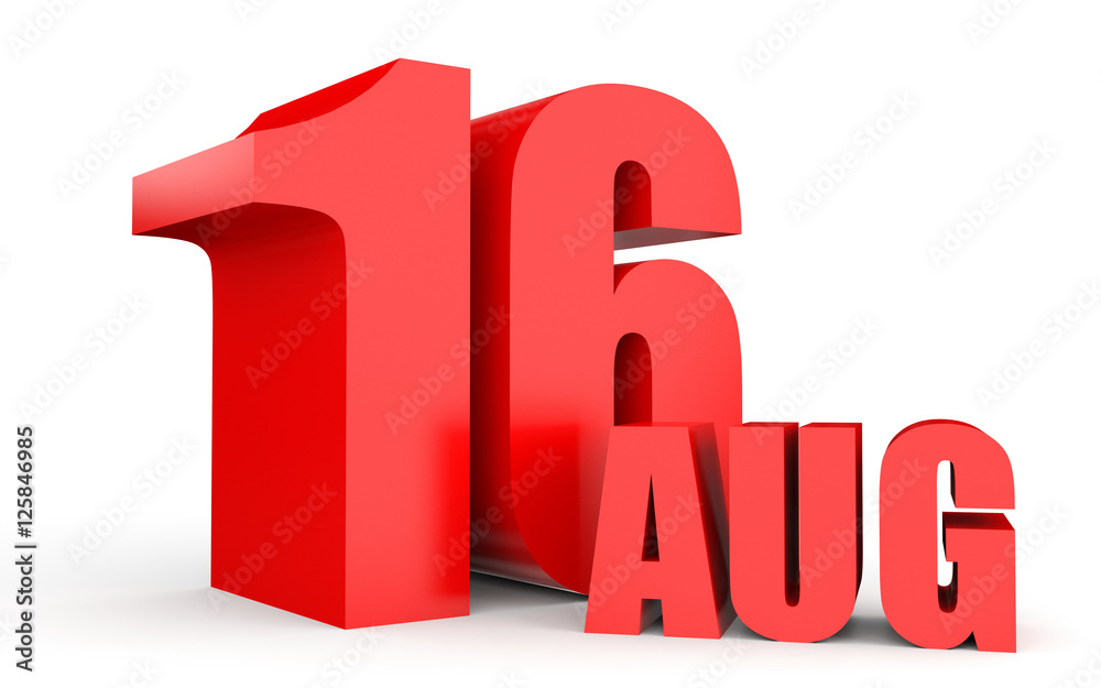 August 16. Text on white background. August 16. Text on white background.