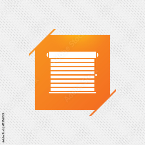 Louvers sign icon. Window blinds or jalousie symbol. Orange square label on pattern. Vector