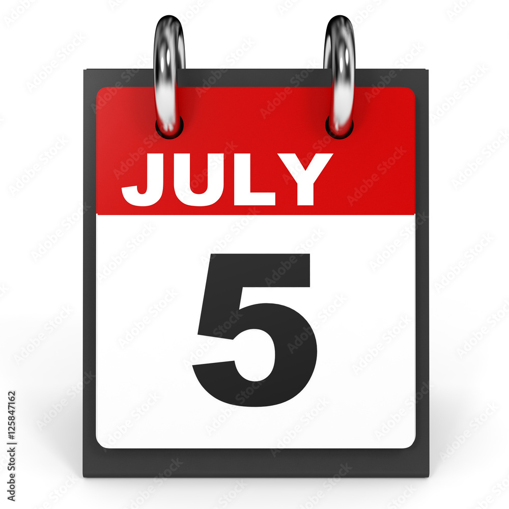 July 5. Calendar on white background. July 5. Calendar on white background.