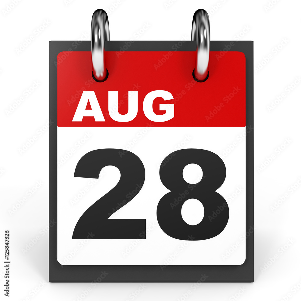 August 28. Calendar on white background. August 28. Calendar on white background.