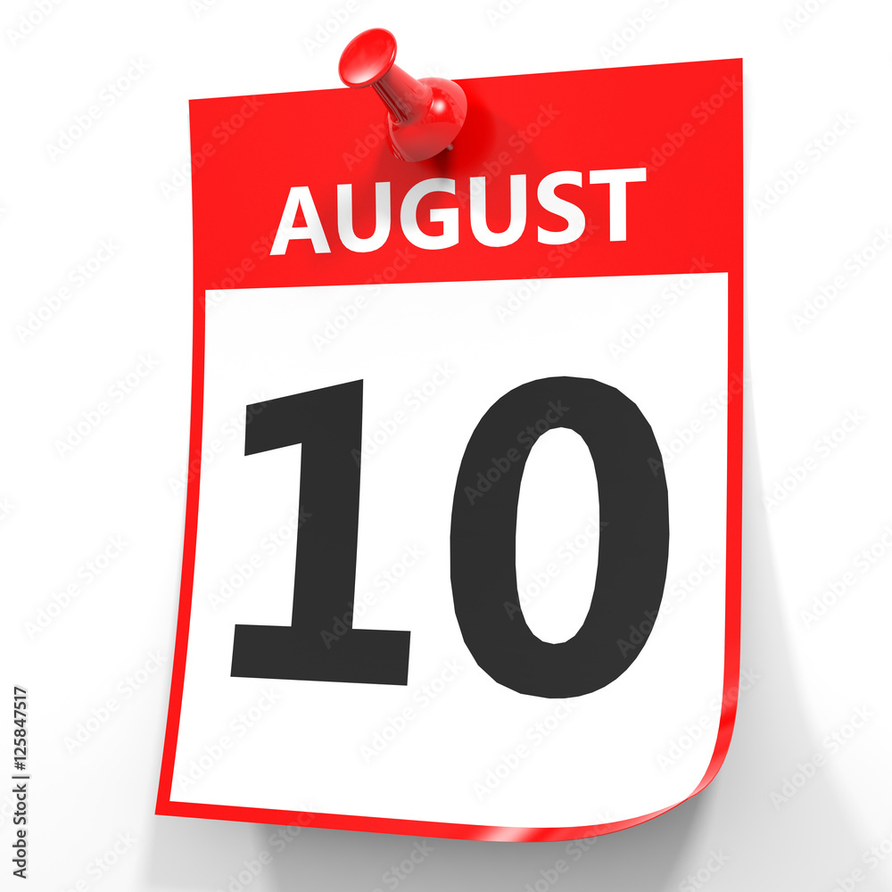 August 10 Calendar On White Background Illustration Stock Adobe Stock