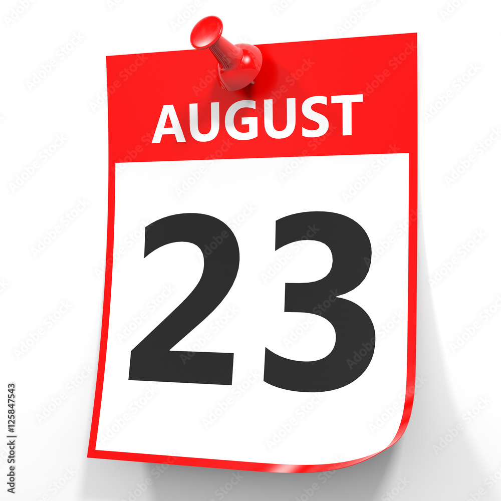 August 23. Calendar on white background. August 23. Calendar on white background.