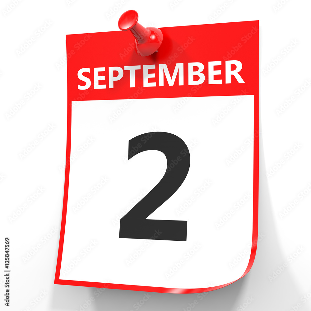 September 2. Calendar on white background. September 2. Calendar on white background.