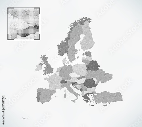 Dot Matrix Vector Europe Map - 40 European Countries