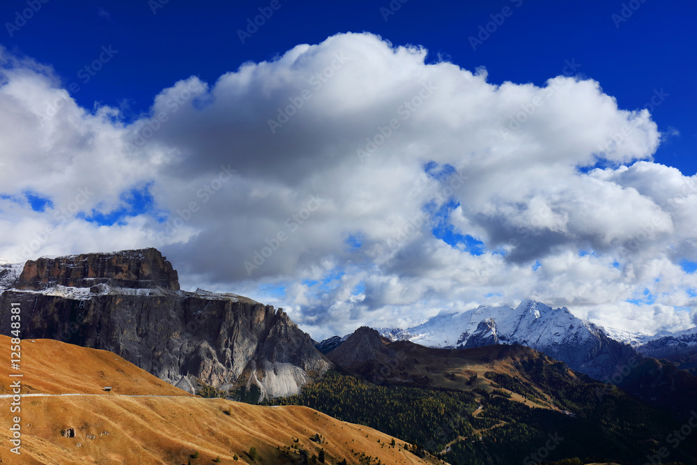 Autumn alpine landscape in the Dolomites, Italy, Europe