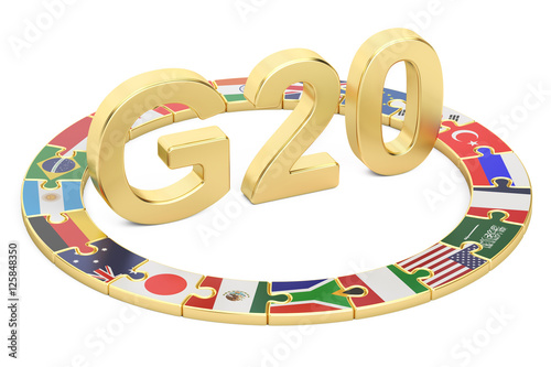 G20 puzzle concept, 3D rendering photo
