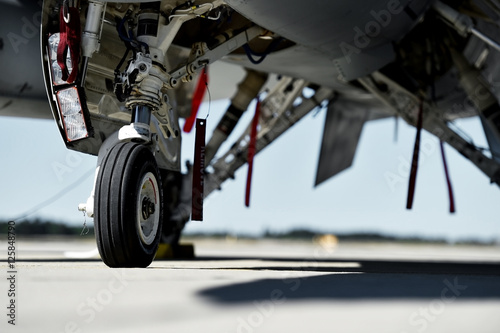 Fighter aircraft detail with landing gear