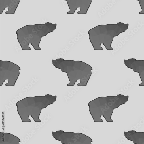 Bear Polygonal Seamless Pattern. Animal Silhouette Background