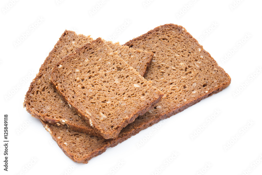 Slices of rye bread isolated on white background. Slices of rye bread isolated on white background.