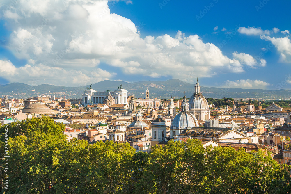      Panoramic view of Rome from Castel Sant'Angelo, Italy. 