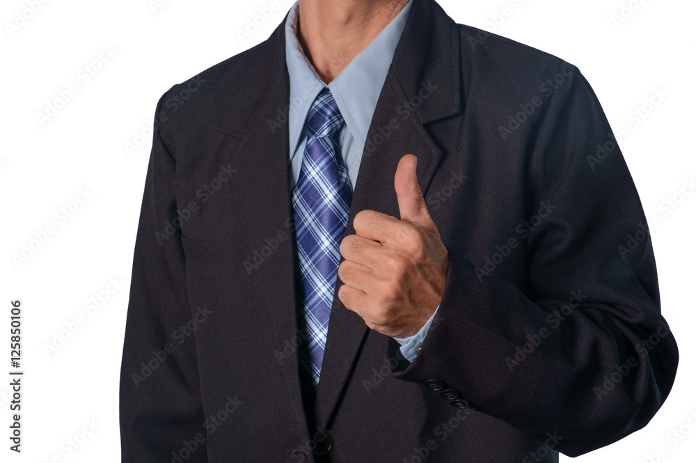 Businessman / View of businessman hand show thumb up on white background. Businessman / View of businessman hand show thumb up on white background.
