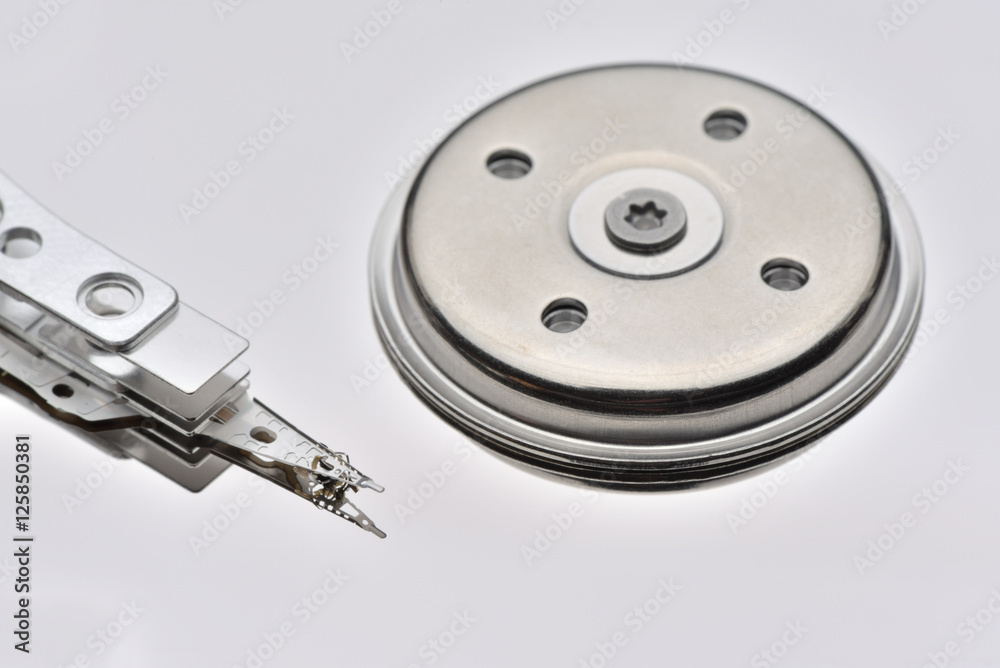 2.5 inch opened hard disk drive with reading head 2.5 inch opened hard disk drive with reading head