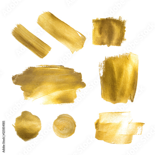 Collection of golden paint strokes to make a background for your