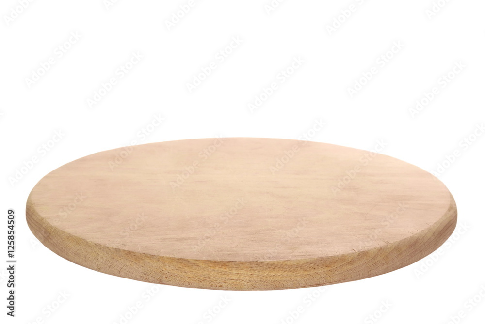 Wooden chopping board isolated on white background