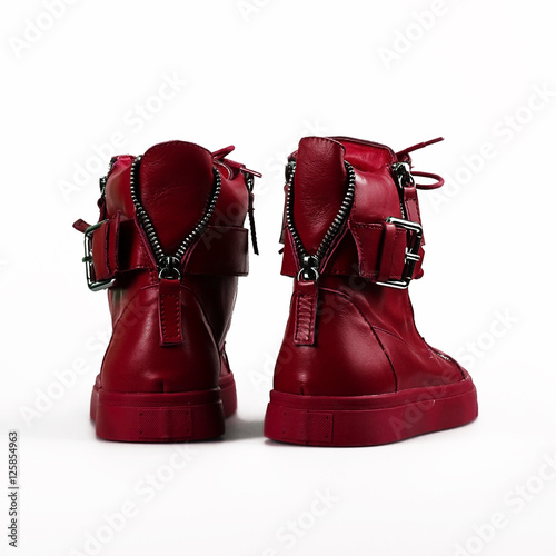 red boots over white
